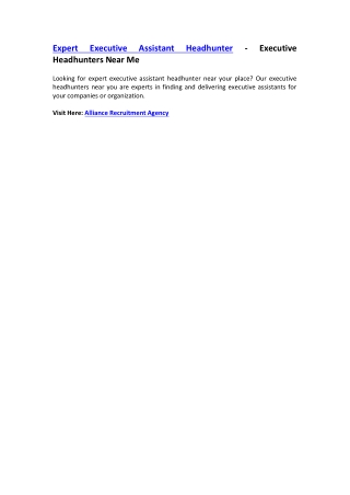 Executive Assistant Headhunter - Executive Headhunters Near Me