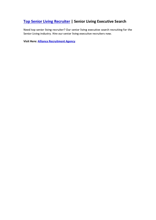 Senior Living Recruiter - Senior Living Executive Search