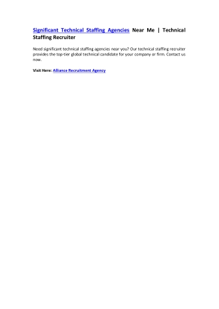 Technical Staffing Agencies Near Me - Technical Staffing Recruiter