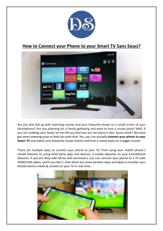How to Connect your Phone to your Smart TV Sans Souci?