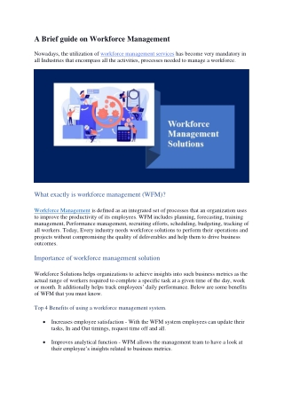 A Brief guide on Workforce Management