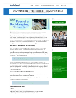 What would be the Fees of a Bookkeeping Consultant in USA