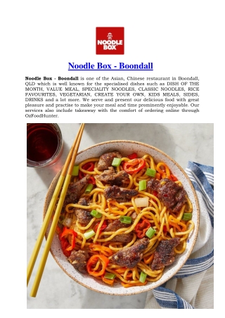 5% Off - Noodle Box Boondall Asian, Chinese Menu, QLD