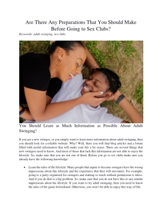 Are There Any Preparations That You Should Make Before Going to Sex Clubs