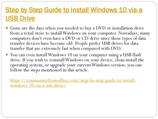 Step by Step Guide to Install Windows 10 via a USB Drive