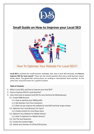 Small Guide on How to Improve your Local SEO