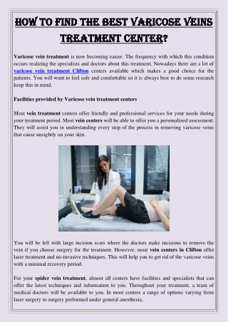 How to find the best varicose veins treatment center