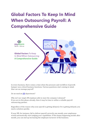 Global Factors To Keep In Mind When Outsourcing Payroll A Comprehensive Guide