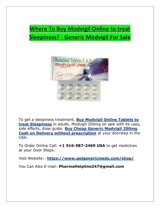 Where To Buy Modvigil Online to treat Sleepiness? - Generic Modvigil For Sale