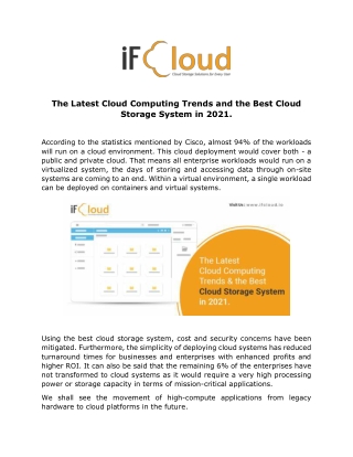 The Latest Cloud Computing Trends and the Best Cloud Storage System in 2021