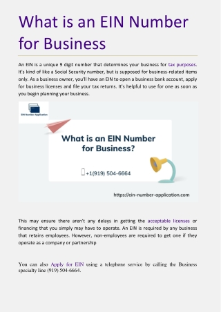 What is an EIN Number for Business