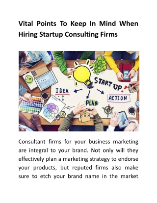 Vital Points To Keep In Mind When Hiring Startup Consulting