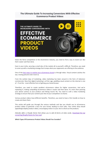 The Ultimate Guide To Increasing Conversions With Effective Ecommerce Product Videos