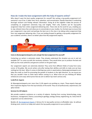 How do I make the best assignment with the help of experts online