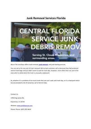 Junk Removal Services Florida
