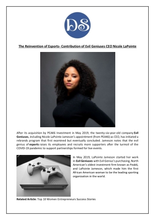 The Reinvention of Esports- Contribution of Evil Geniuses CEO Nicole LaPointe