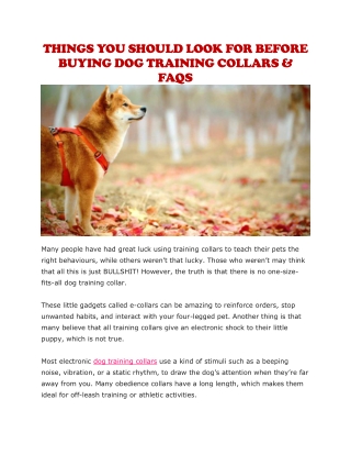 Dog training collars