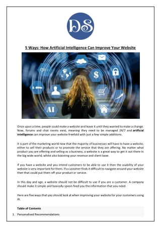 5 Ways How Artificial Intelligence Can Improve Your Website
