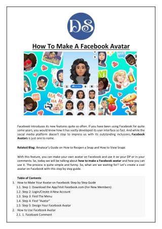 How To Make A Facebook Avatar