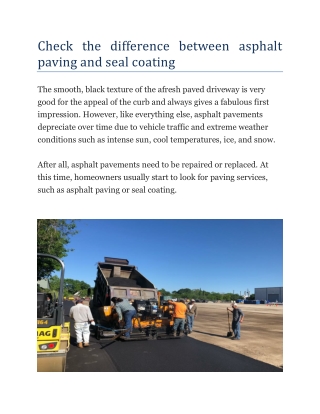 Check the difference between asphalt paving and seal coating