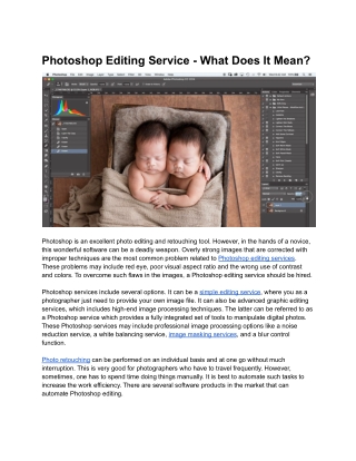 Photoshop Editing Service - What Does It Mean