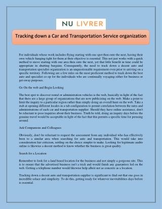 Tracking down a Car and Transportation Service organization