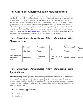 Iron Chromium Amorphous Alloy Metalizing Wire-converted