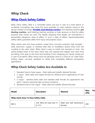 Whip Check | Hose Safety Cables Manufacturer, Price in India