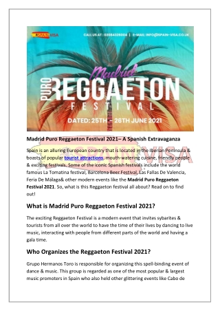 Madrid Puro Reggaeton Festival 2021- A Spanish Extravaganza