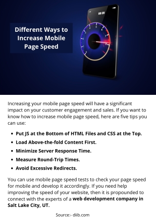Different Ways to Increase Mobile Page Speed