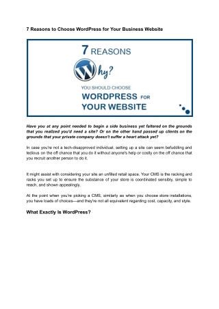 7 Reasons to Choose WordPress for Your Business Website