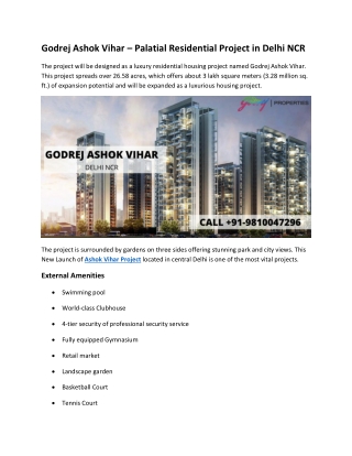 Godrej Ashok Vihar – Palatial Residential Project in Delhi NCR