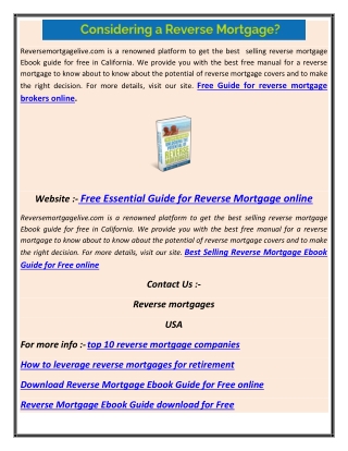 Free Reverse Mortgage Guide online California abhi