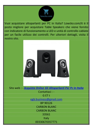 Buy Online Pc Speakers in Italy Lowcko.com it