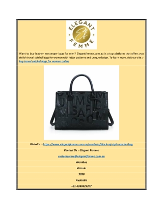 Buy Travel Satchel Bags for Women Online | Elegantfemme.com.au