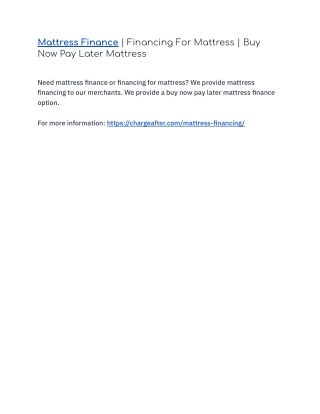 Mattress Finance | Financing For Mattress | Buy Now Pay Later Mattress