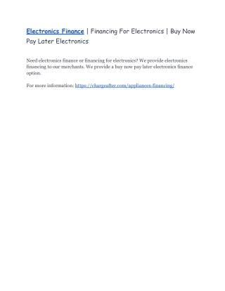 Electronics Finance | Financing For Electronics | Buy Now Pay Later Electronics