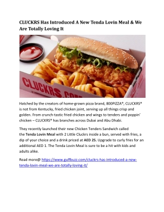 CLUCKRS Has Introduced A New Tenda Lovin Meal-converted