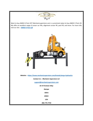 AMGO 4 Post Lift | Mechanicsuperstore.com