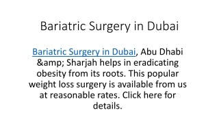 Bariatric Surgery in Dubai