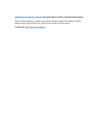 Need recruitment agencies in canada