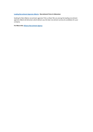 Leading recruitment agencies Alberta