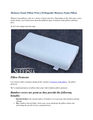 Memory Foam Pillow Price Or Orthopedic Memory Foam Pillow