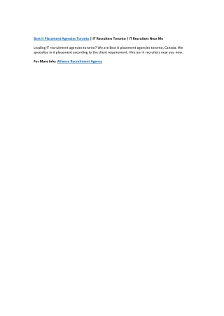Best it placement agencies toronto