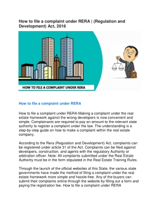 How to file a complaint under RERA | (Regulation and Development) Act, 2016