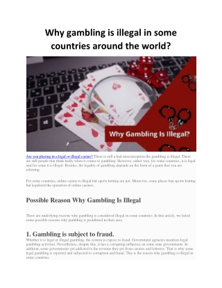 Why gambling is illegal in some countries around the world?