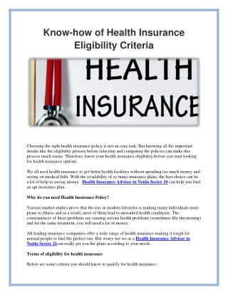 Health Care Eligibility Criteria What You Need to Know