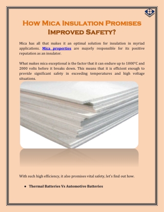 How Mica Insulation Promises Improved Safety?