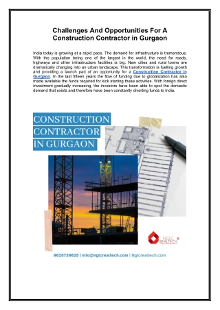 Challenges And Opportunities For A Construction Contractor in Gurgaon