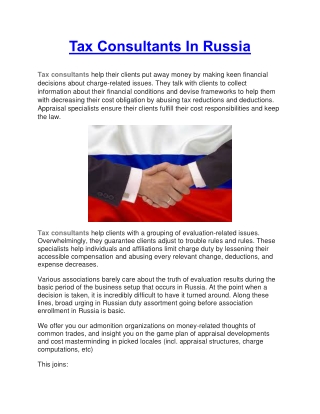 Tax Consultants In Russia